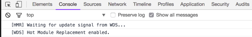 HMR logs in the browser console